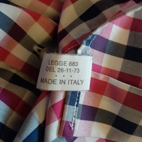 LINEA IN | Italy Button Down Dress Shirt Plaid 2-Ply Mens Sz 36/16 - Picture 10 of 11